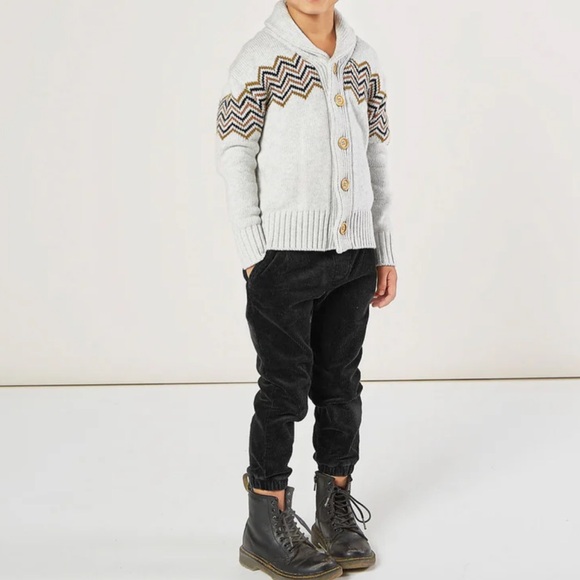 Rylee & Cru neutral boys wool blend shawl sweater - Picture 2 of 11